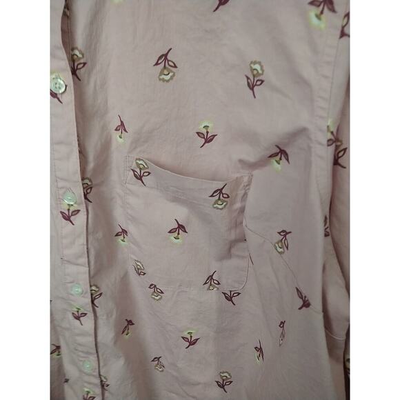 Croft&Barrow Woman 2X Shirt Pink Yellow Floral Collared Button Roll Tab Sleeve - Picture 4 of 10
